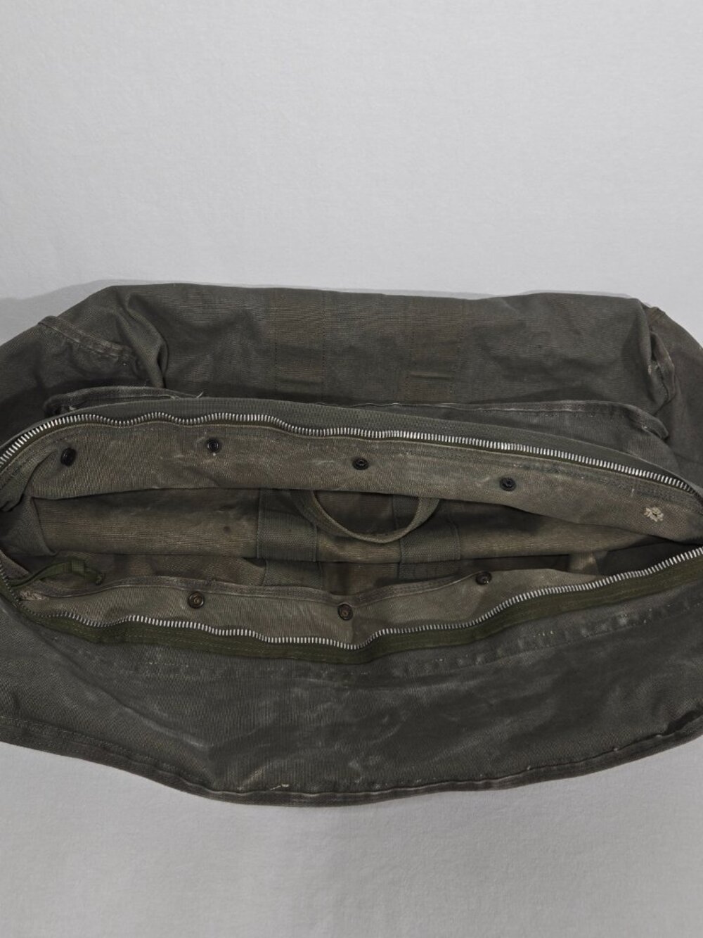 U.S.A. ORIGINAL Vintage 30s 40s Army Military SAGE CANVAS Duffel BAG Sz.33x18x15 - Picture 14 of 17